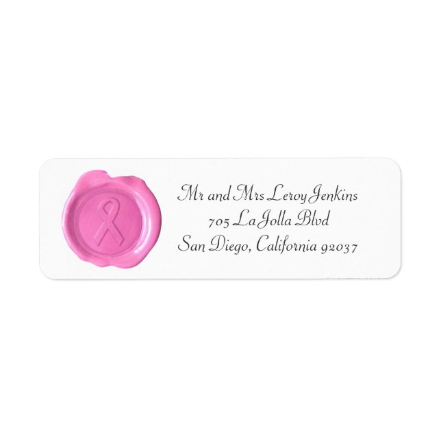 Wax Monogram Address Labels - PINK RIBBON (Front)