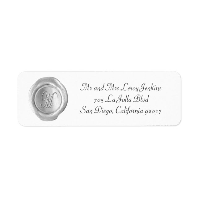 Wax Monogram Address Labels - Script M (Front)