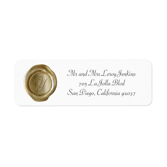 Wax Monogram Address Labels - Script Y (Front)
