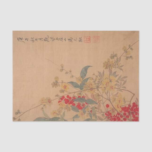 Wax Plum and Nandina by Ma Yuanyu Tissue Paper (Front)