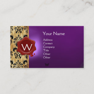 WAX SEAL DAMASK PARCHMENT MONOGRAM BUSINESS CARD