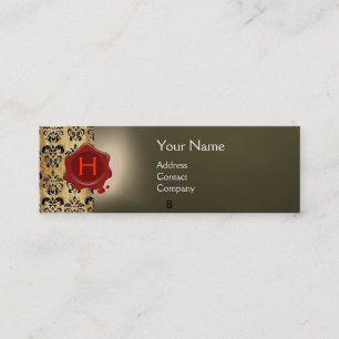 WAX SEAL DAMASK PARCHMENT  MONOGRAM grey Mini Business Card