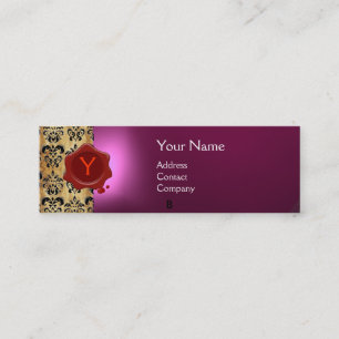 WAX SEAL DAMASK PARCHMENT  MONOGRAM pink Mini Business Card