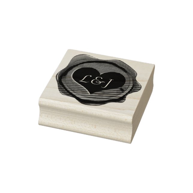 Wax Seal HEART + your monogram Rubber Stamp (Stamp)