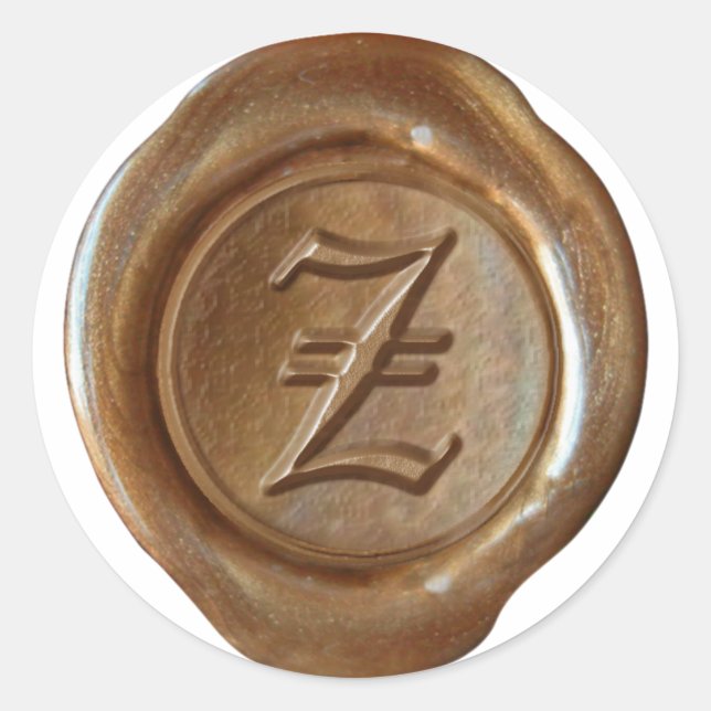 Wax Seal Monogram - Copper - Old English Z - (Front)