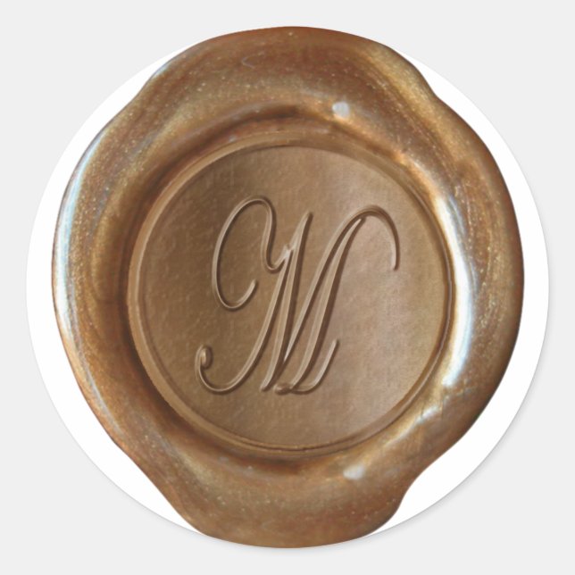 Wax Seal Monogram - Copper - Script M - (Front)