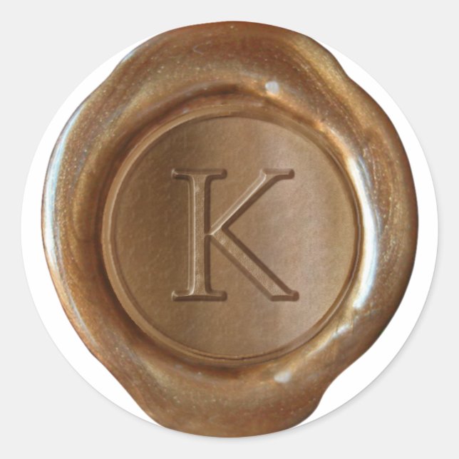 Wax Seal Monogram - Copper - Serif K - (Front)