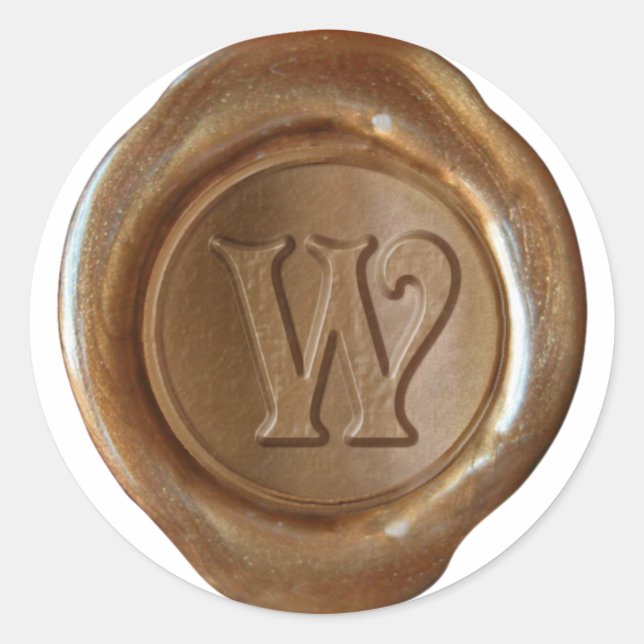 Wax Seal Monogram - Copper - Victorian W - (Front)