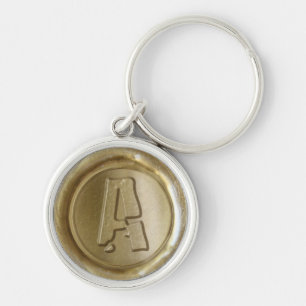 Wax Seal Monogram - Gold - Boulder A - Key Ring