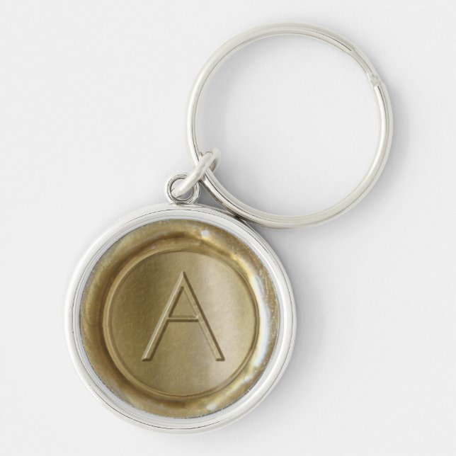 Wax Seal Monogram - Gold - ModernSlim A - Key Ring (Front)
