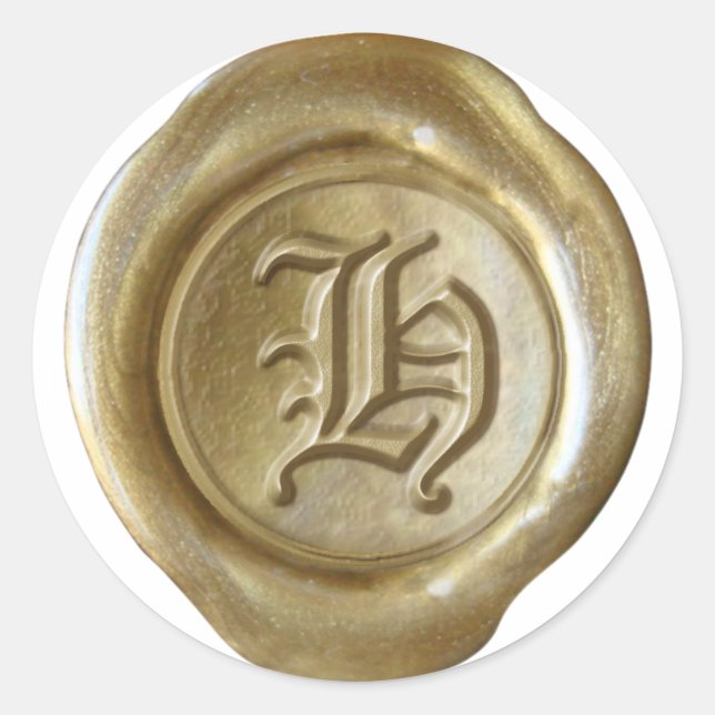 Wax Seal Monogram - Gold - Old English - Letter H (Front)