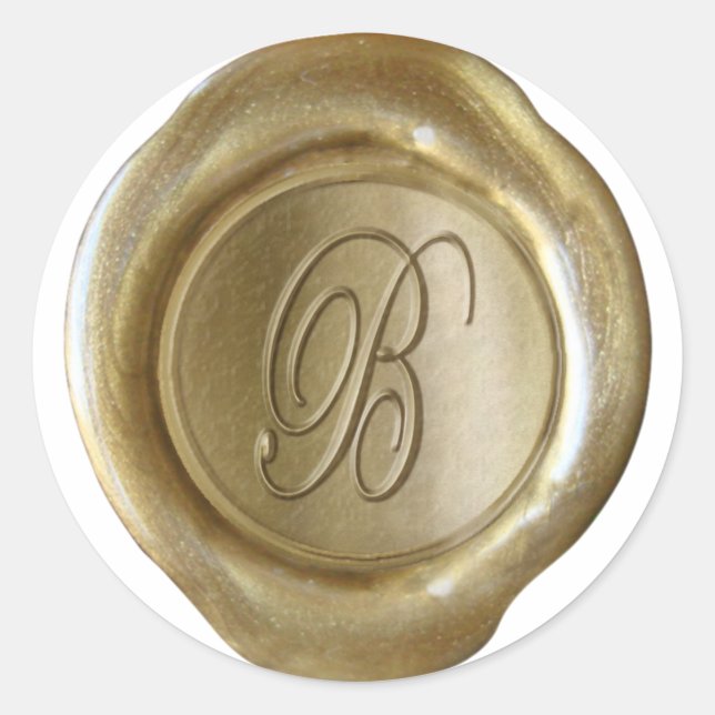 Wax Seal Monogram - Gold - Script B - (Front)