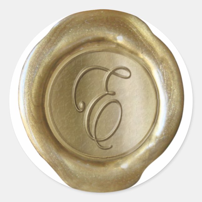 Wax Seal Monogram - Gold - Script E - (Front)