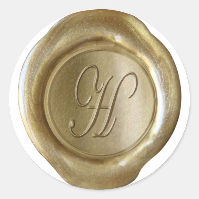 Wax Seal Monogram - Gold - Script H - (Front)