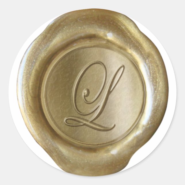 Wax Seal Monogram - Gold - Script L - (Front)