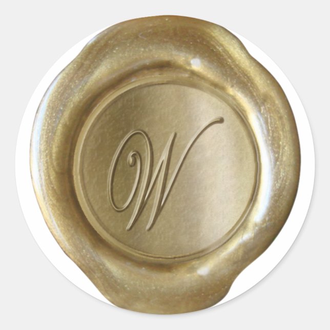 Wax Seal Monogram - Gold - Script W - (Front)