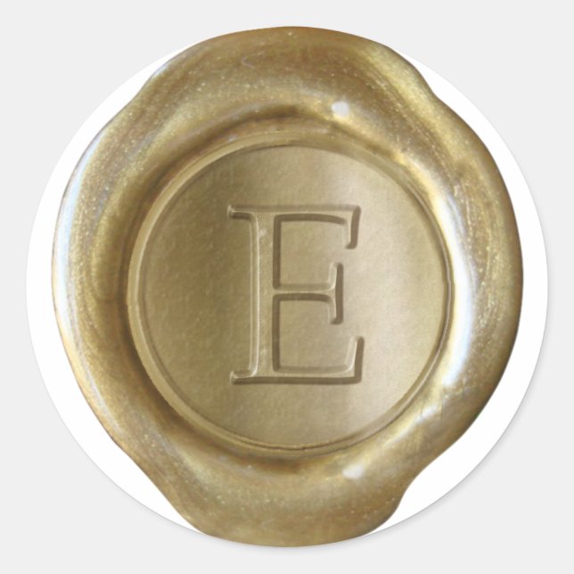 Wax Seal Monogram - Gold - Serif E - (Front)