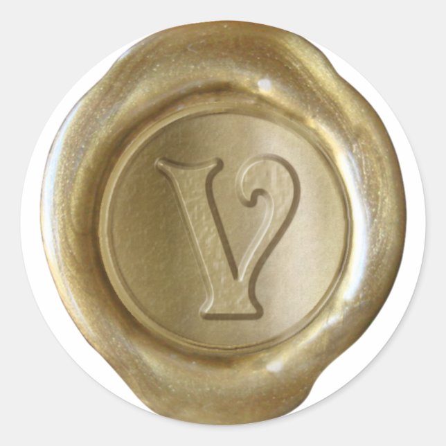 Wax Seal Monogram - Gold - Victorian V - (Front)