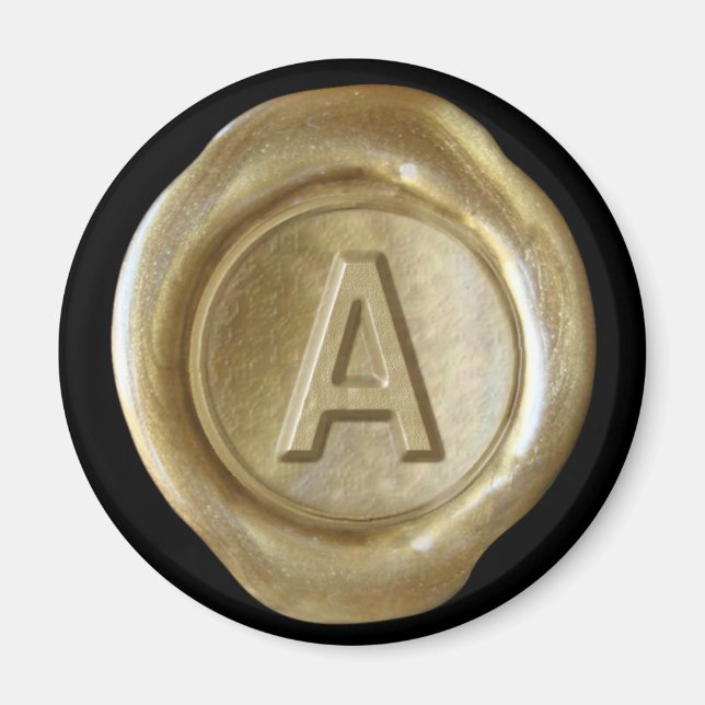 Wax Seal Monogram Magnet - Gold - Bold Style - (Front)