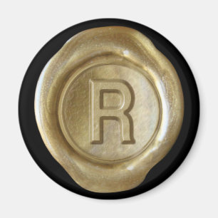 Wax Seal Monogram Magnet - Gold - Bold Style -