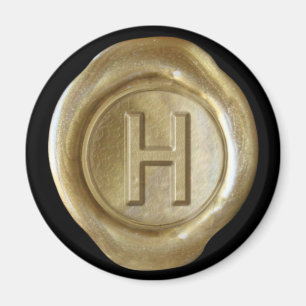 Wax Seal Monogram Magnet - Gold - Bold Style -