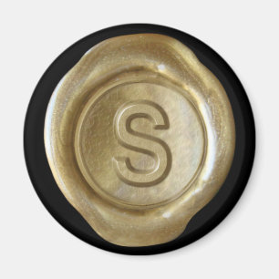 Wax Seal Monogram Magnet - Gold - Bold Style -