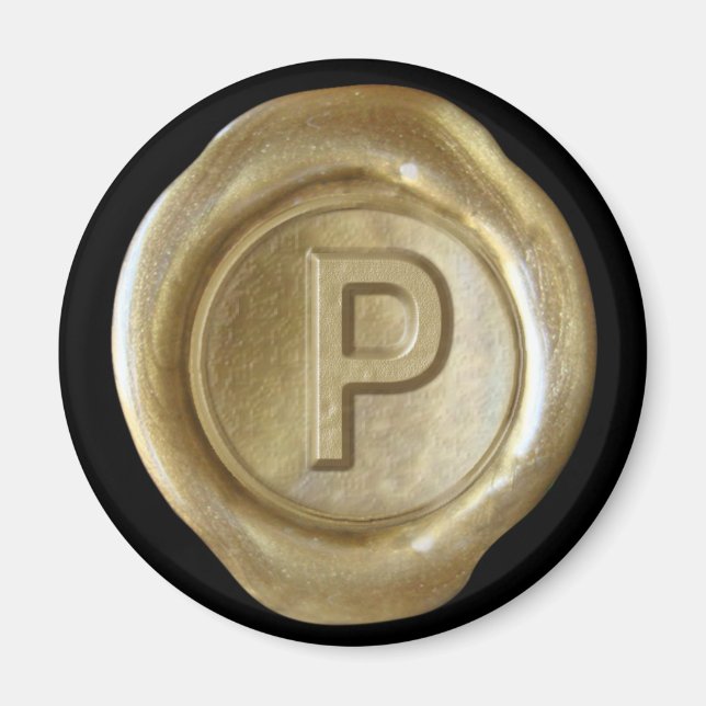 Wax Seal Monogram Magnet - Gold - Bold Style - (Front)