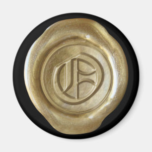 Wax Seal Monogram Magnet - Gold - Old English -