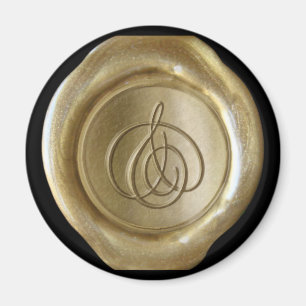 Wax Seal Monogram Magnet - Gold - Script Style -