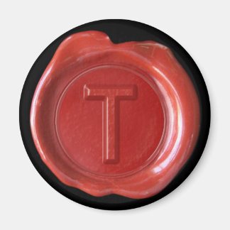 Wax Seal Monogram Magnet - Red - Bold Style -