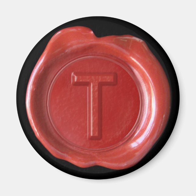 Wax Seal Monogram Magnet - Red - Bold Style - (Front)
