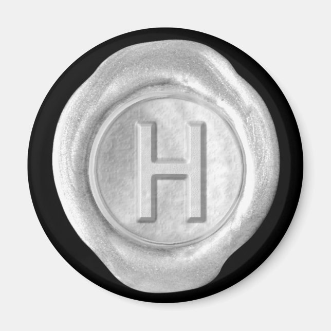 Wax Seal Monogram Magnet - Silver - Bold Style - (Front)
