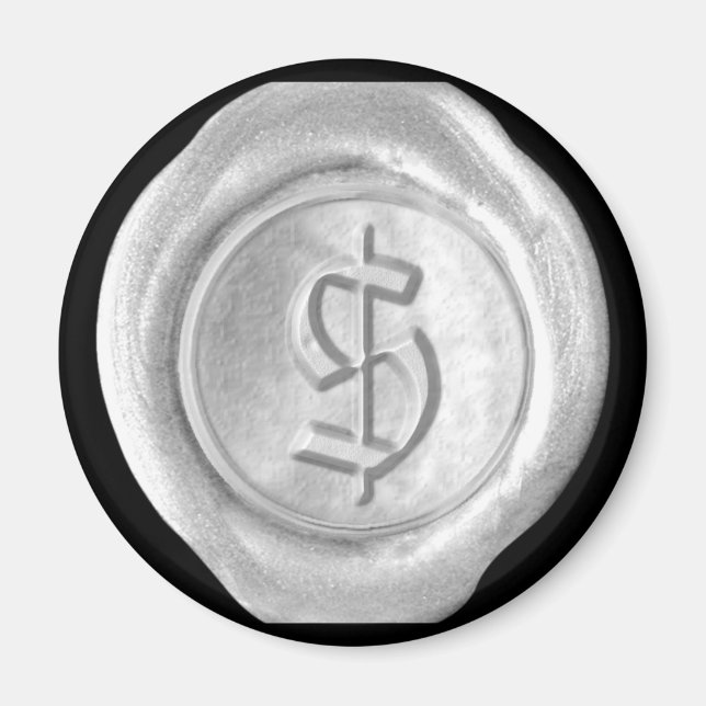 Wax Seal Monogram Magnet - Silver - Old English - (Front)