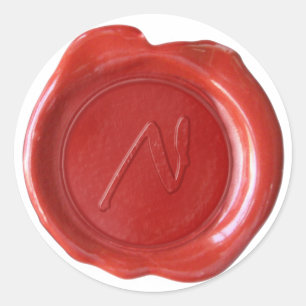 Wax Seal Monogram - Red - Artistic N -