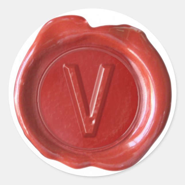 Wax Seal Monogram - Red - Bold V - (Front)
