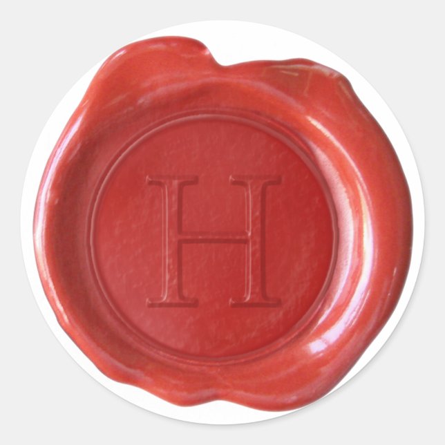 Wax Seal Monogram - Red - Serif H - (Front)