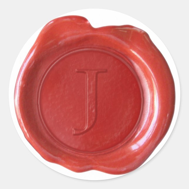 Wax Seal Monogram - Red - Serif J - (Front)