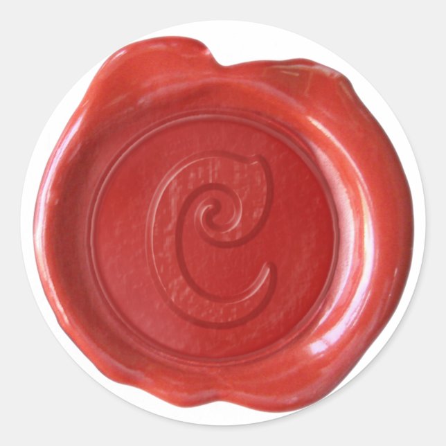 Wax Seal Monogram - Red - Victorian C - (Front)