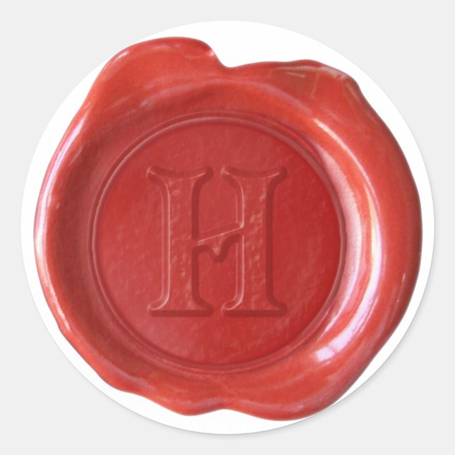 Wax Seal Monogram - Red - Victorian H - (Front)