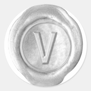 Wax Seal Monogram - Silver - Bold V -