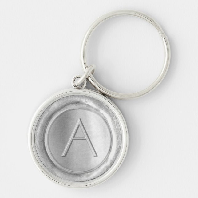 Wax Seal Monogram - Silver - ModernSlim A - Key Ring (Front)