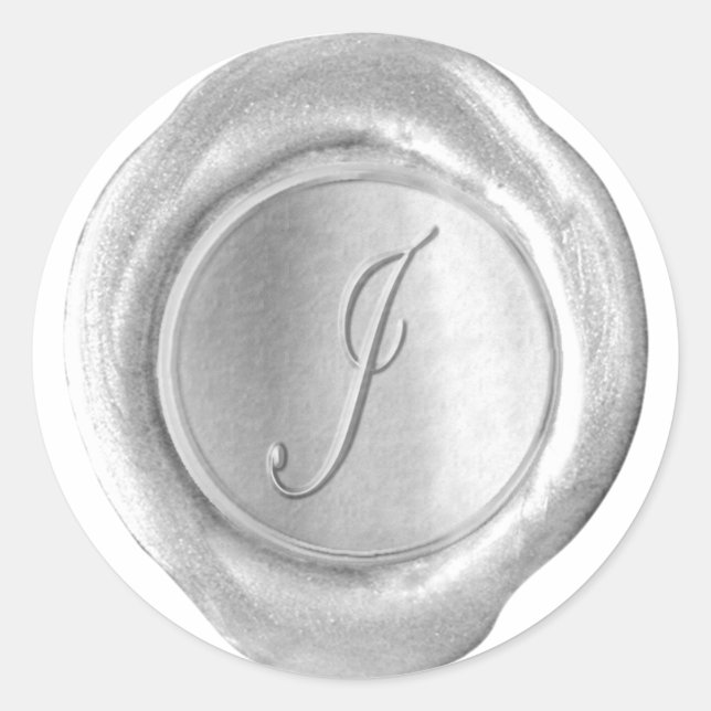 Wax Seal Monogram - Silver - Script J - (Front)