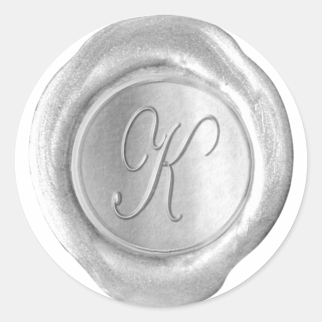 Wax Seal Monogram - Silver - Script K - (Front)