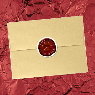 Wax Seal Red Paw Print Pet Symbol