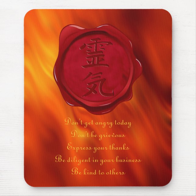 wax seal - REIKI & Precepts | fire red waves Mouse Pad (Front)