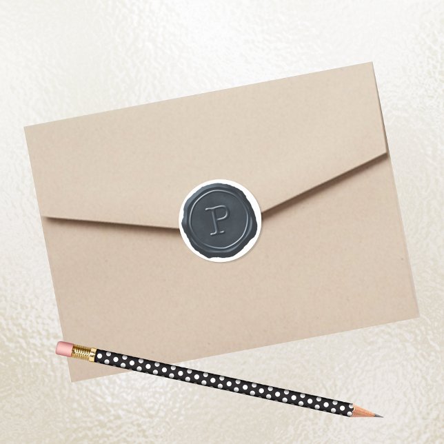 Wax Seal Silver Blue Monogram P Initial (Creator Uploaded)