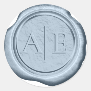 Wax Seal Wedding Accent Initials Dusty Blue ID1045