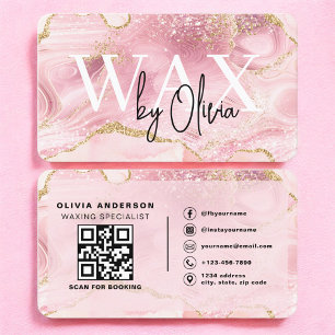 Wax Specialist Esthetician Pink QR Code  Business Card