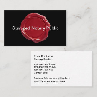 Wax Stamp Graphic Notary Public Business Cards