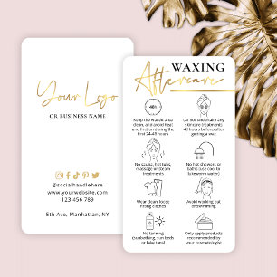 Waxing After Care Guide White & Gold Beauty Bar Business Card